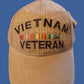 U.S MILITARY VIETNAM VETERAN HAT EMBROIDERED MILITARY BALL CAP KHAKI STONEWASHED