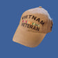 U.S MILITARY VIETNAM VETERAN HAT EMBROIDERED MILITARY BALL CAP KHAKI STONEWASHED
