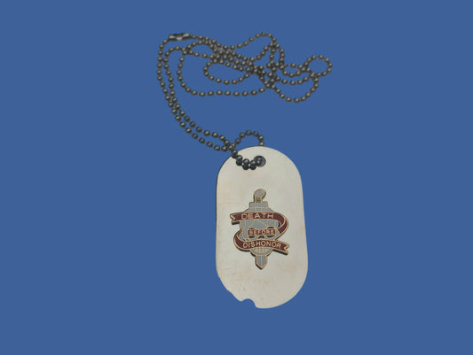NECKLACE DEATH BEFORE DISHONOR CHROME PLATED DOG TAG WITH CHAIN