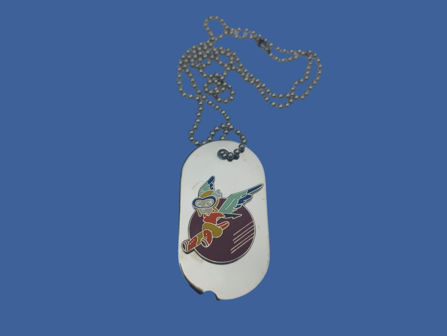 U.S MILITARY W.A.S.P. CHROME PLATED DOG TAG WITH CHAIN WOMENS AF SERVICE PILOT