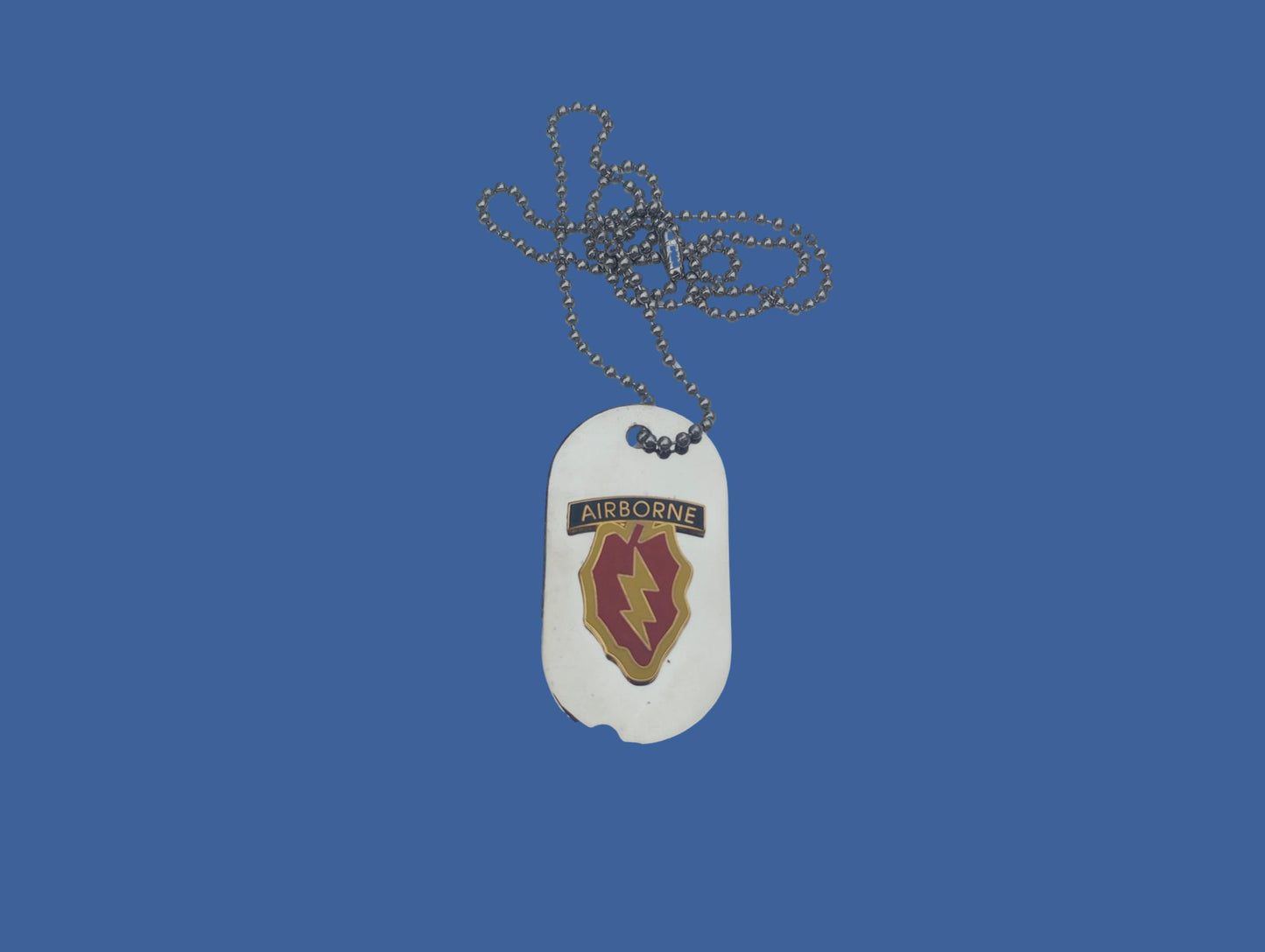 U.S MILITARY 25th DIVISION NECKLACE CHROME PLATED STAINLESS STEEL DOG TAG