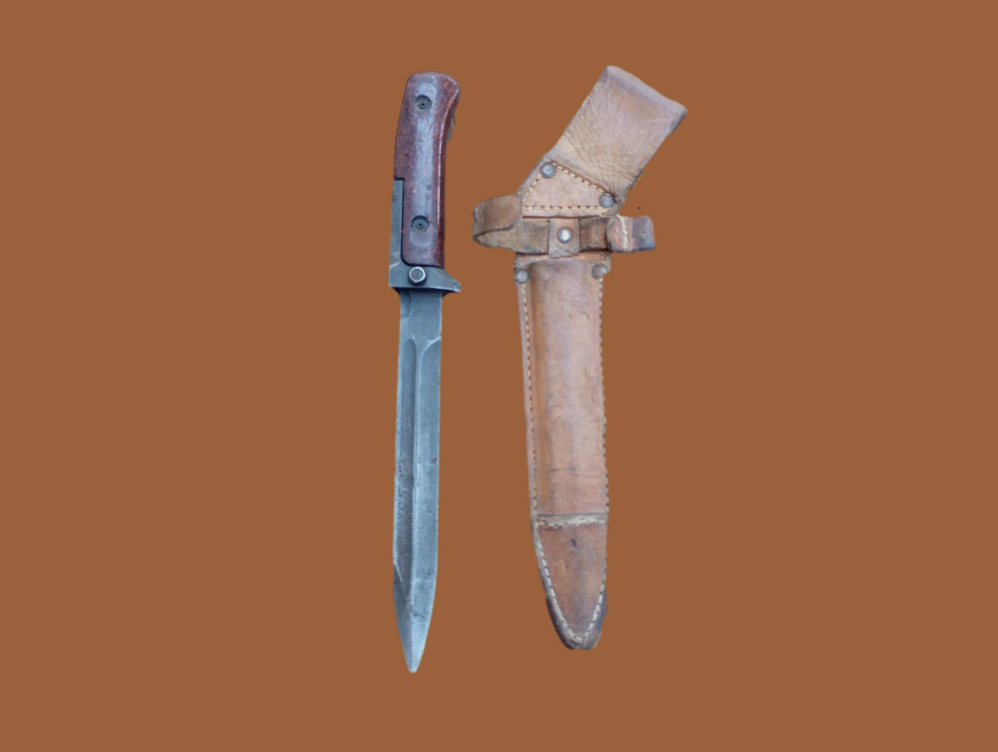 Original Czech Army Model VZ58 Bayonet With Leather Sheath Czech Military Knife