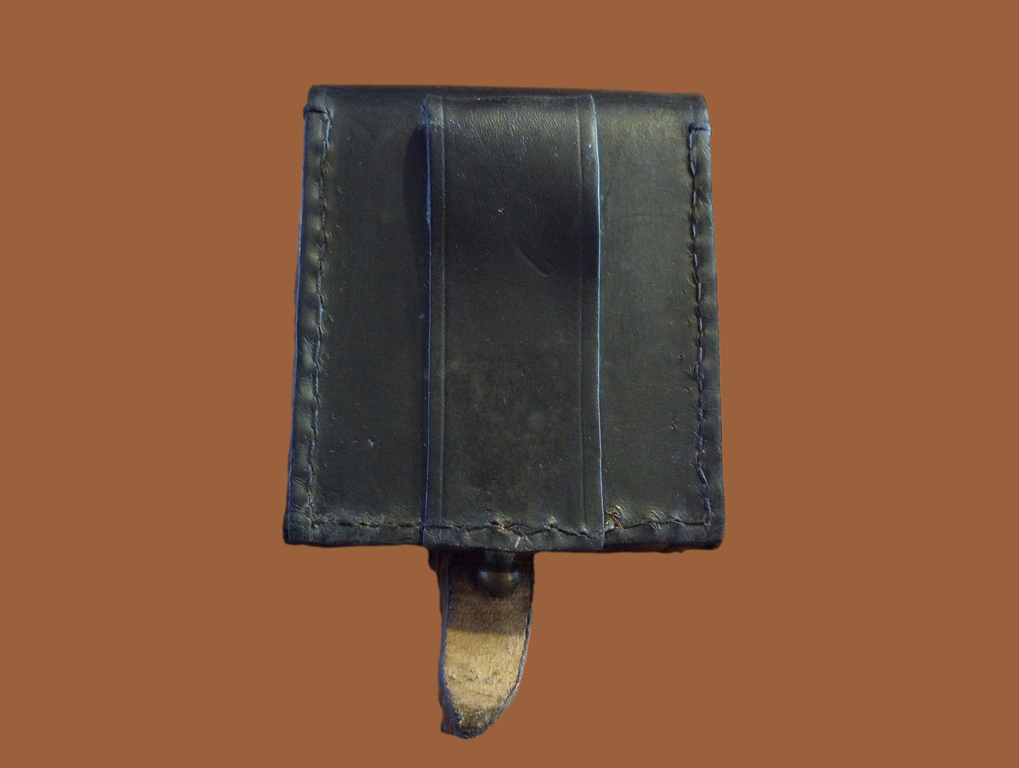 ORIGINAL WWII ITALIAN MILITARY BLACK LEATHER CARCANO AMMO 2 CLIP POUCH