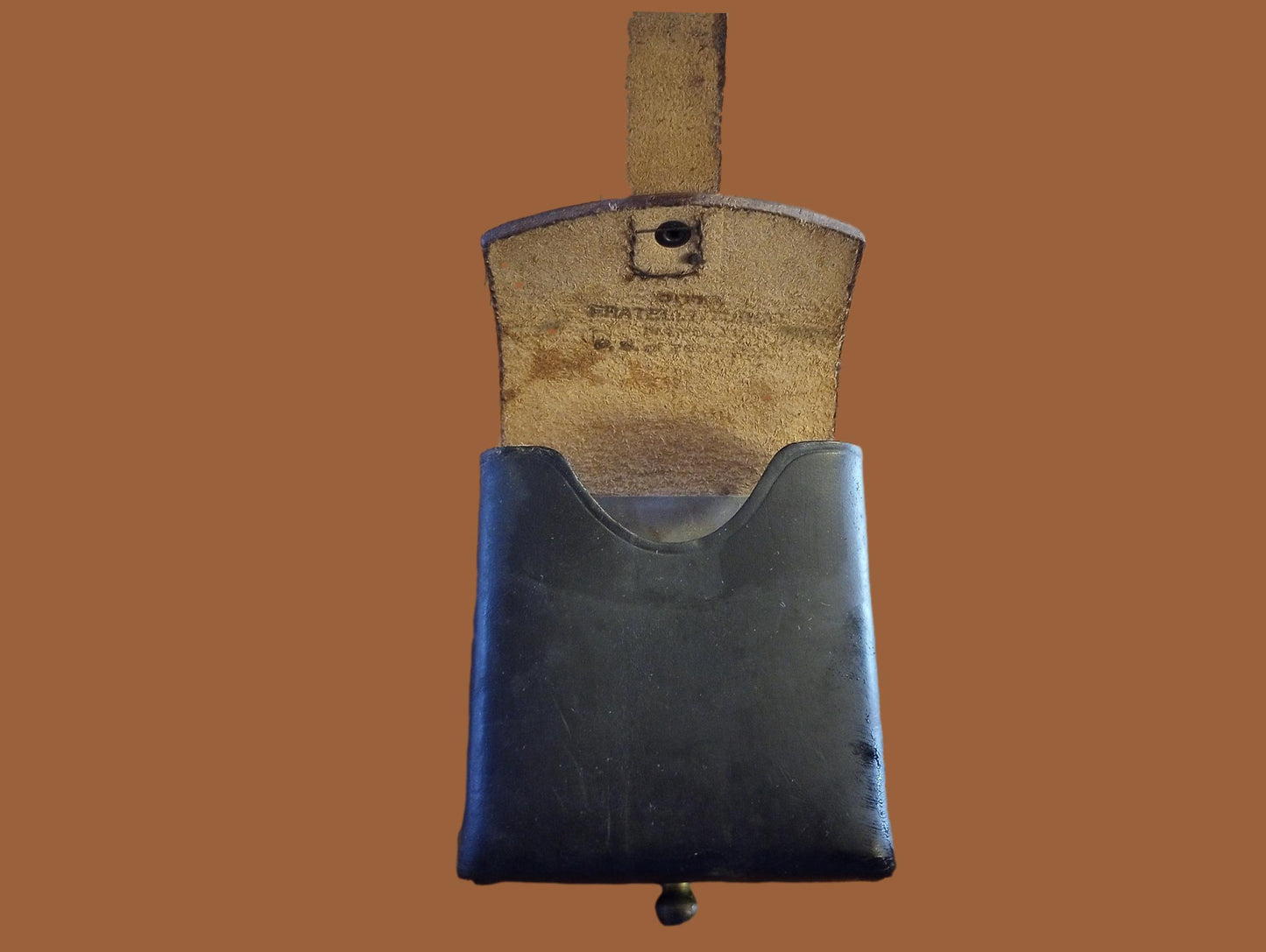 ORIGINAL WWII ITALIAN MILITARY BLACK LEATHER CARCANO AMMO 2 CLIP POUCH