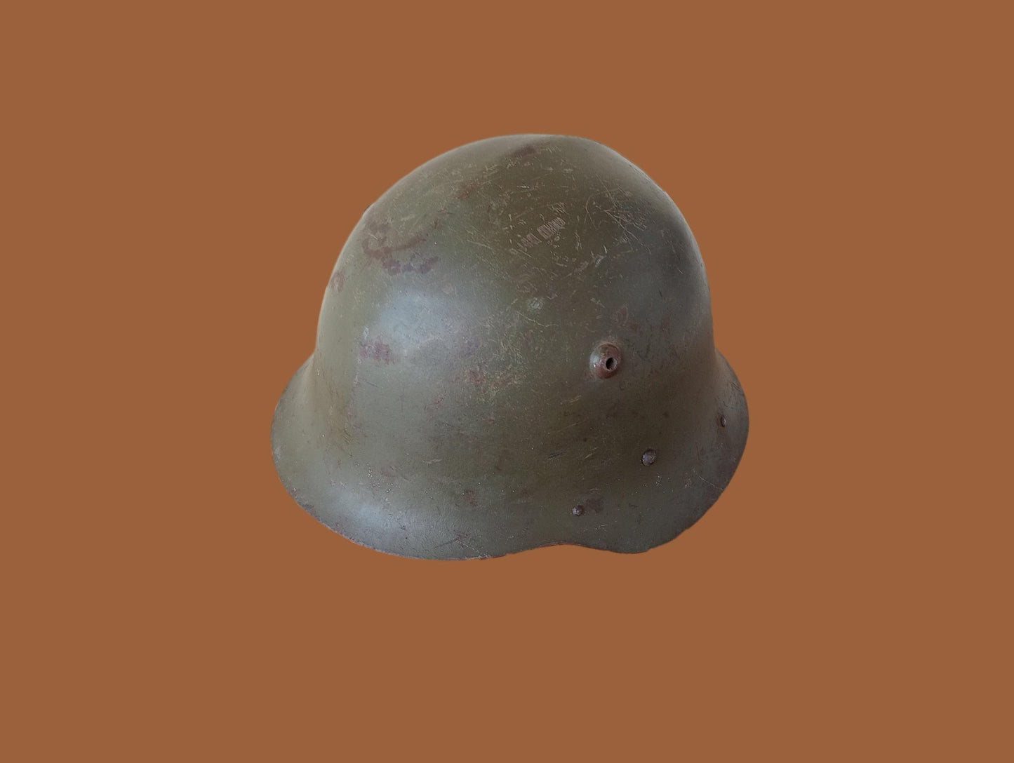 BULGARIAN M36C COMBAT HELMET LEATHER LINER & CHINSTRAP TRI COLOR DECAL ORIGINAL
