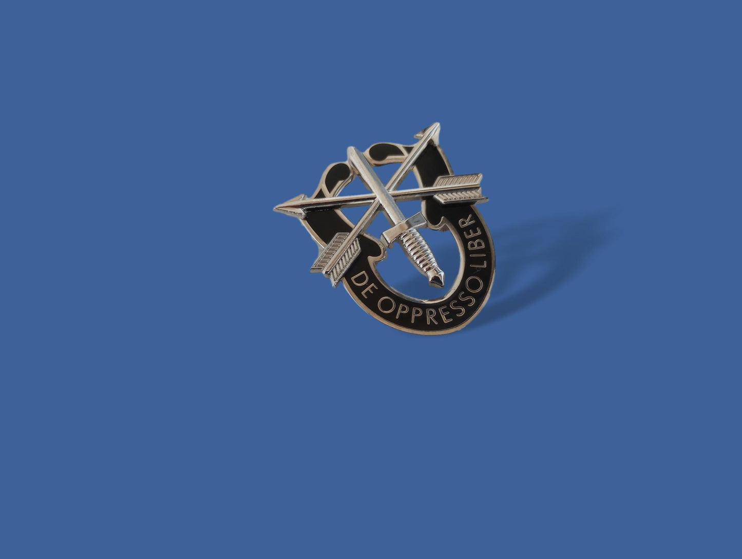 U.S MILITARY ARMY SPECIAL FORCES HAT PIN DE OPPRESSO LIBER FLASH BERET CAP PIN