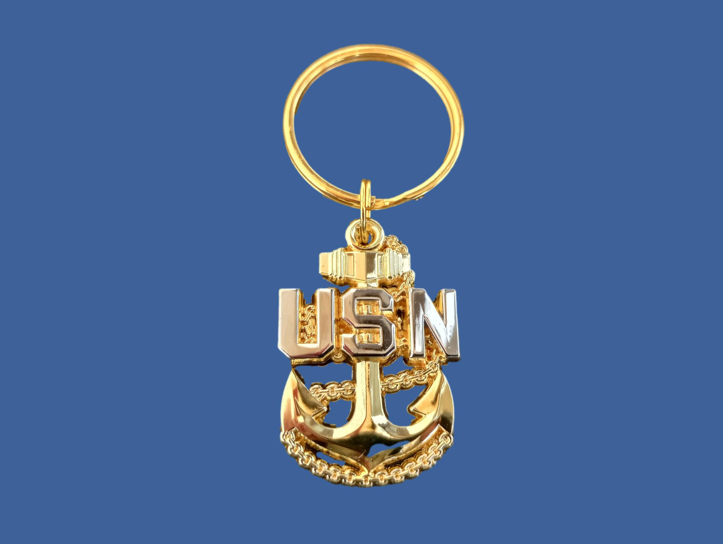 MILITARY NAVY METAL KEY CHAIN RING U.S NAVY CPO INSIGNIA CHIEF PETTY OFFICER NEW