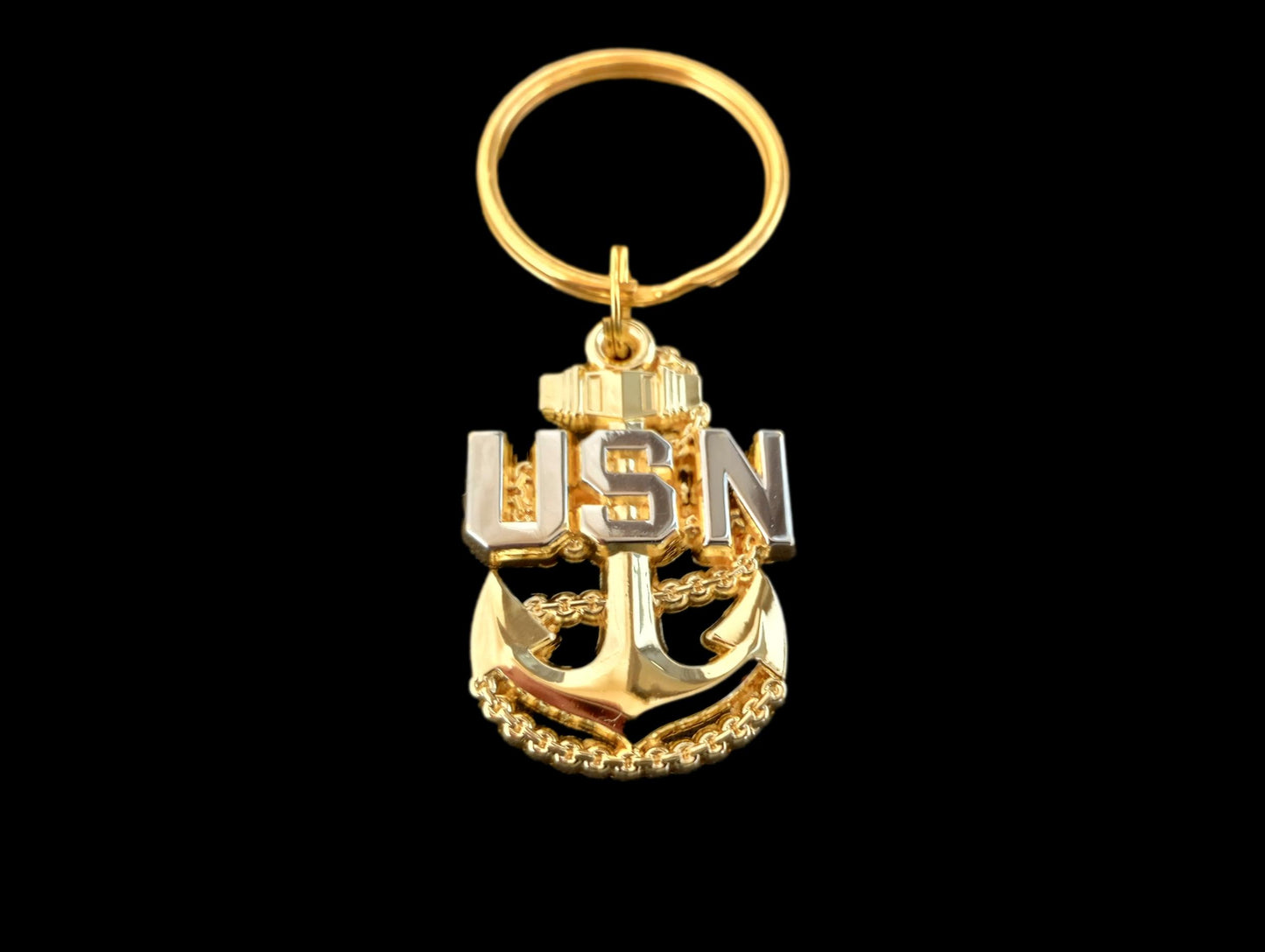 MILITARY NAVY METAL KEY CHAIN RING U.S NAVY CPO INSIGNIA CHIEF PETTY OFFICER NEW