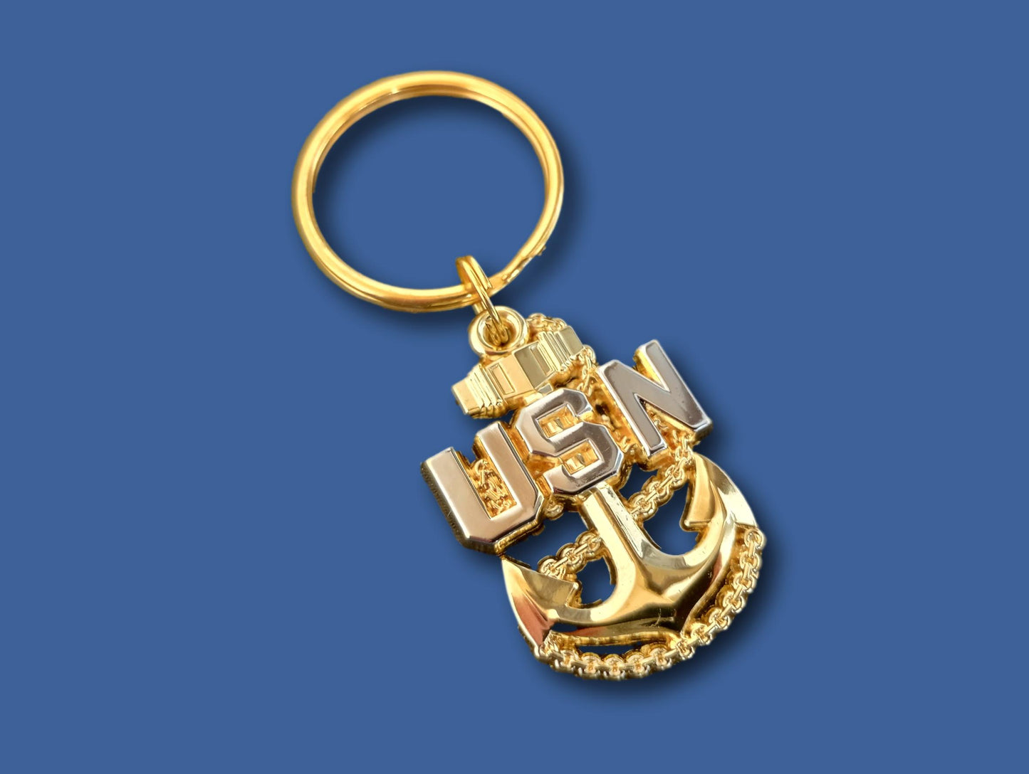 MILITARY NAVY METAL KEY CHAIN RING U.S NAVY CPO INSIGNIA CHIEF PETTY OFFICER NEW