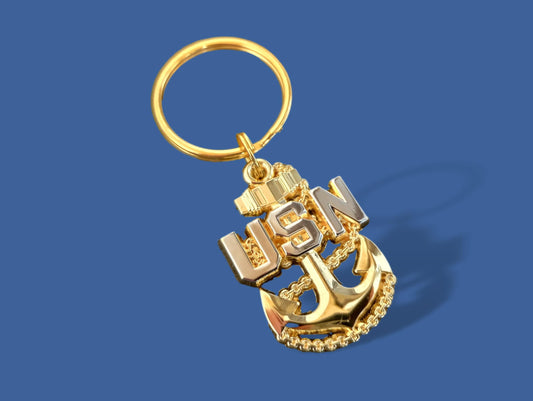 MILITARY NAVY METAL KEY CHAIN RING U.S NAVY CPO INSIGNIA CHIEF PETTY OFFICER NEW