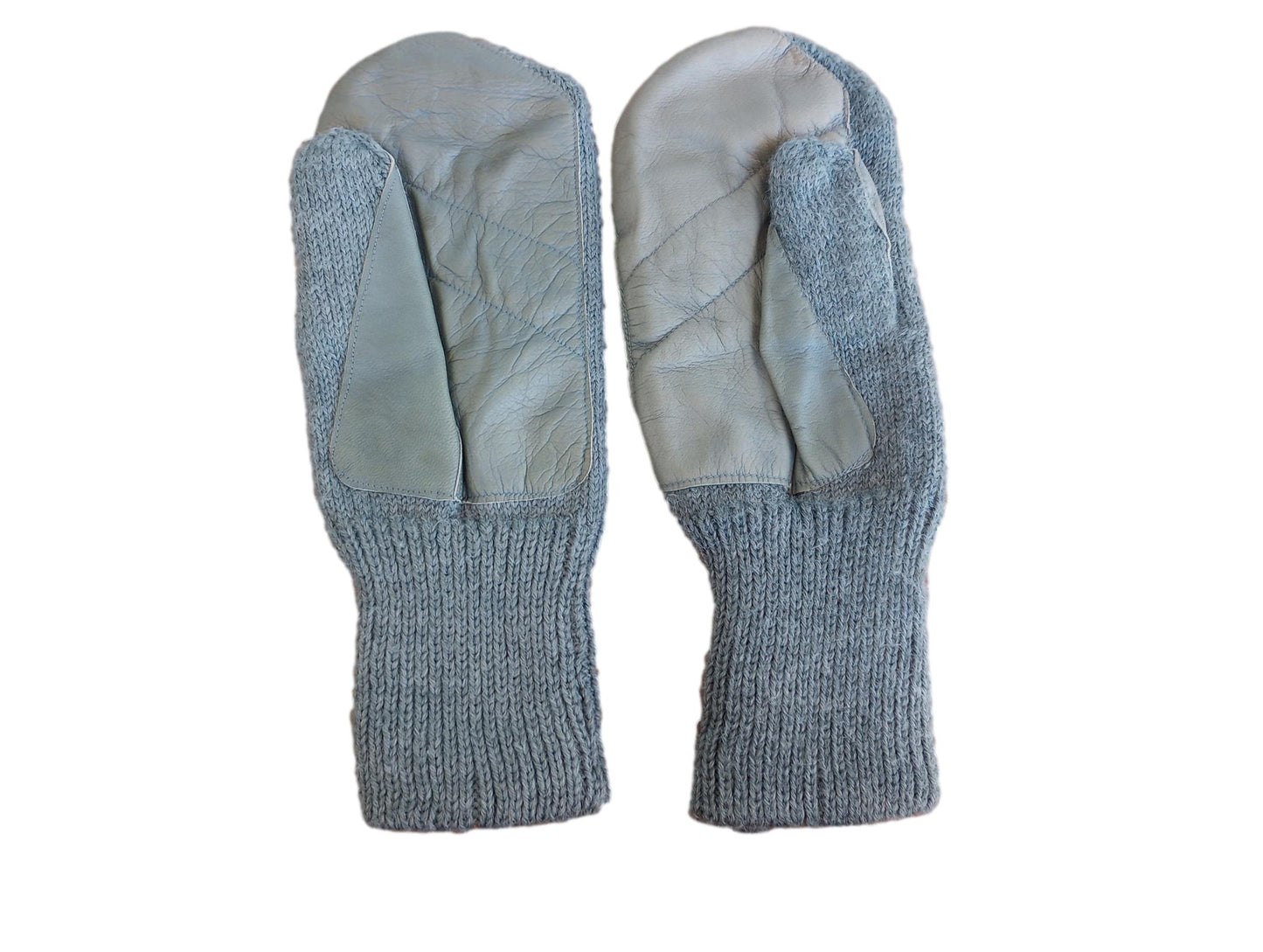 SWISS MILITARY WOOL MITTENS ARMY COLD WEATHER LEATHER PALMS SURPLUS