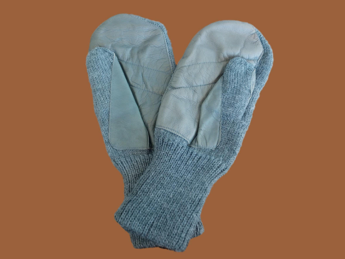 SWISS MILITARY WOOL MITTENS ARMY COLD WEATHER LEATHER PALMS SURPLUS