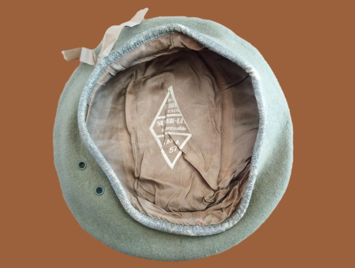 SPANISH MILITARY WOOL BERET VINTAGE SURPLUS SIZE 57 MEDIUM US SIZE
