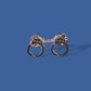 Handcuff with chain Lapel pin tie tac or hat pin double post design silver metal