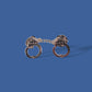 Handcuff with chain Lapel pin tie tac or hat pin double post design silver metal