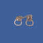 Handcuff with chain Lapel pin tie tac or hat pin double post design silver metal