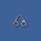 Handcuff with chain Lapel pin tie tac or hat pin double post design silver metal