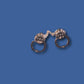 Handcuff with chain Lapel pin tie tac or hat pin double post design silver metal