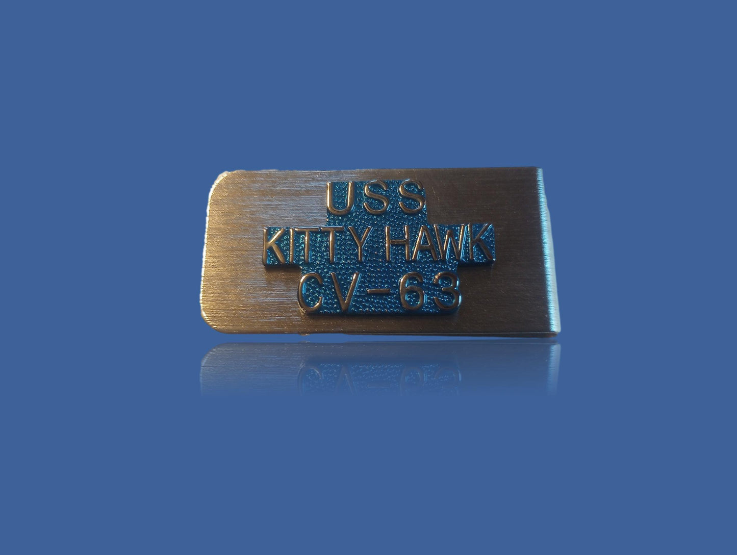 U.S MILITARY NAVY CARRIER U.S.S KITTY HAWK CV-63 METAL MONEY CLIP U.S.A MADE