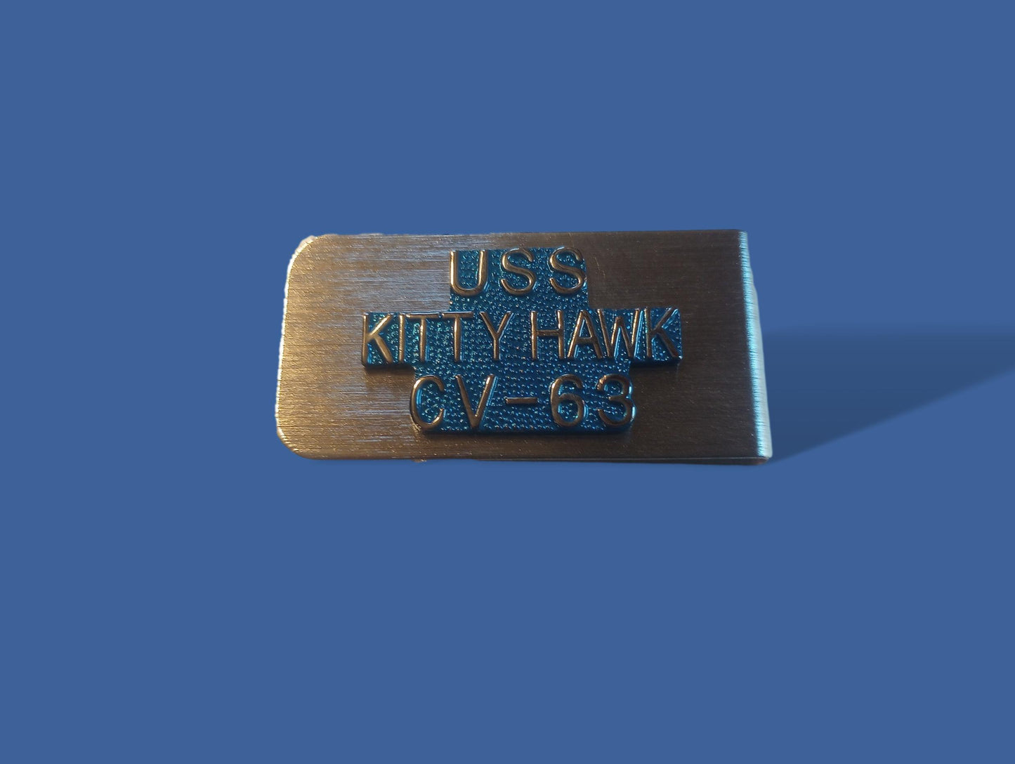 U.S MILITARY NAVY CARRIER U.S.S KITTY HAWK CV-63 METAL MONEY CLIP U.S.A MADE