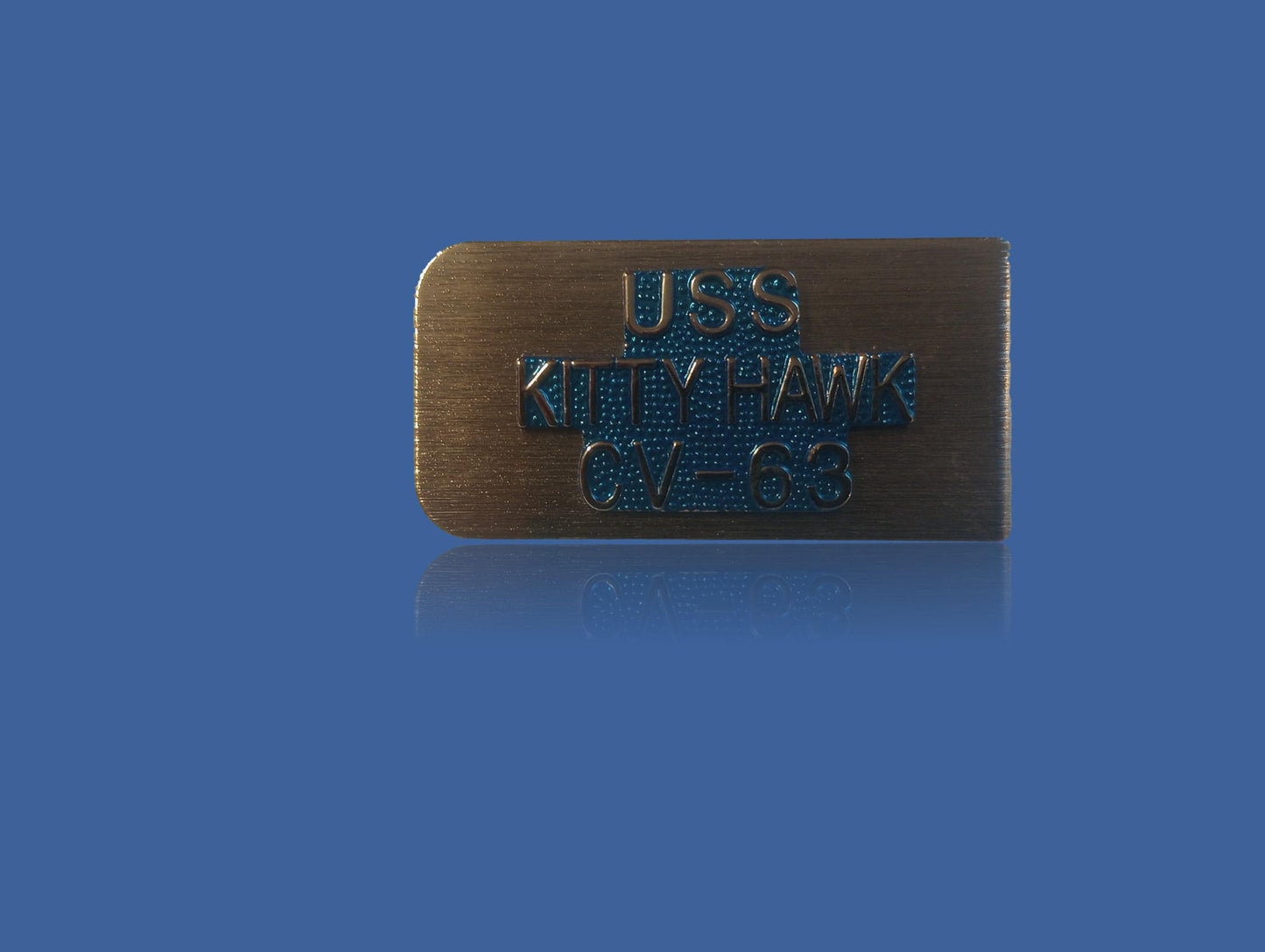 U.S MILITARY NAVY CARRIER U.S.S KITTY HAWK CV-63 METAL MONEY CLIP U.S.A MADE