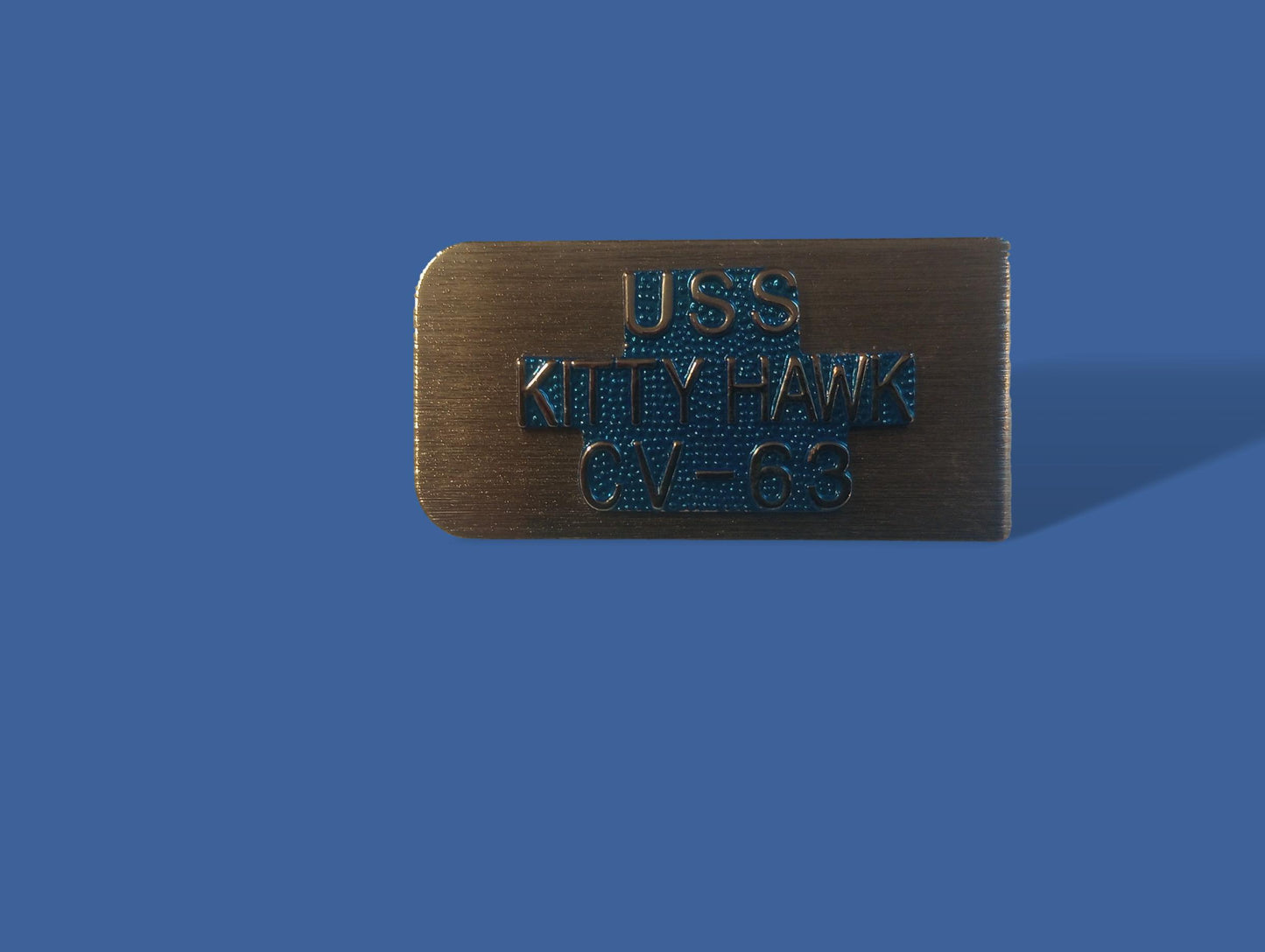 U.S MILITARY NAVY CARRIER U.S.S KITTY HAWK CV-63 METAL MONEY CLIP U.S.A MADE