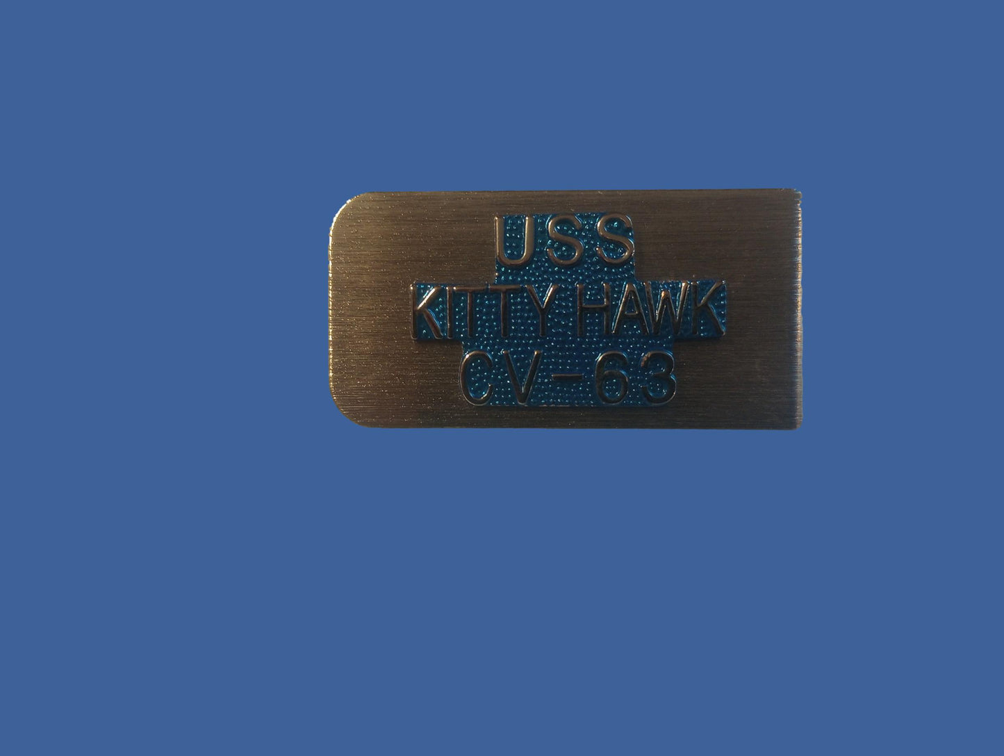 U.S MILITARY NAVY CARRIER U.S.S KITTY HAWK CV-63 METAL MONEY CLIP U.S.A MADE