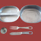 WWII U.S MILITARY MESS KIT WITH MEAT CAN POUCH 1945 KHAKI M-1928 GENUINE SET