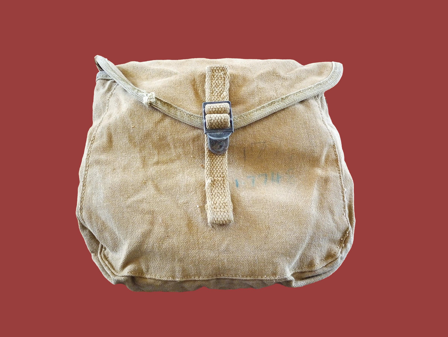 WWII U.S MILITARY MESS KIT WITH MEAT CAN POUCH 1945 KHAKI M-1928 GENUINE SET