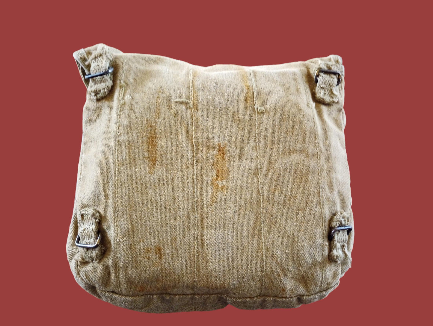 WWII U.S MILITARY MESS KIT WITH MEAT CAN POUCH 1945 KHAKI M-1928 GENUINE SET