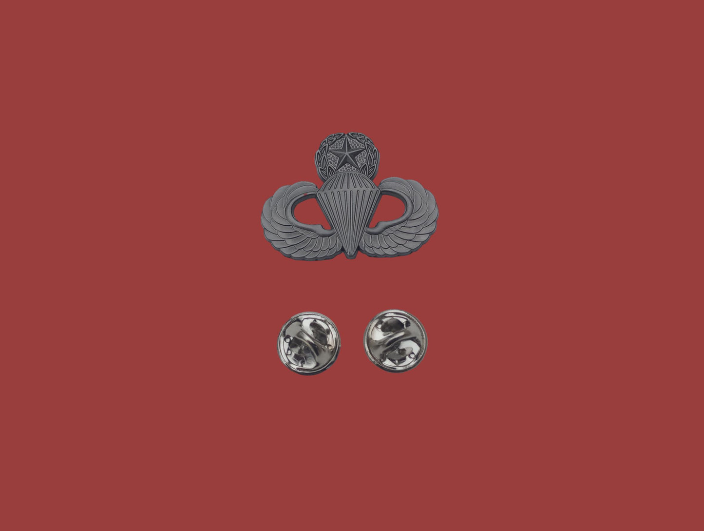 U.S MILITARY ARMY AIRBORNE MASTER JUMP WINGS HAT LAPEL PIN DOUBLE CLUTCH BACK