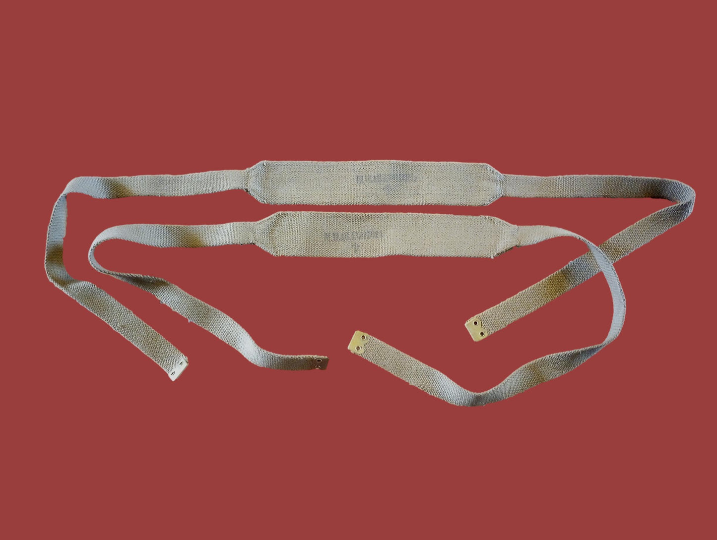 WWII BRITISH BRACES OR STRAPS KHAKI WEB COMBAT SUSPENDERS DATED 1 SET 1942