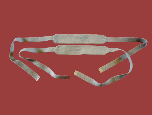 WWII BRITISH BRACES OR STRAPS KHAKI WEB COMBAT SUSPENDERS DATED 1 SET 1942