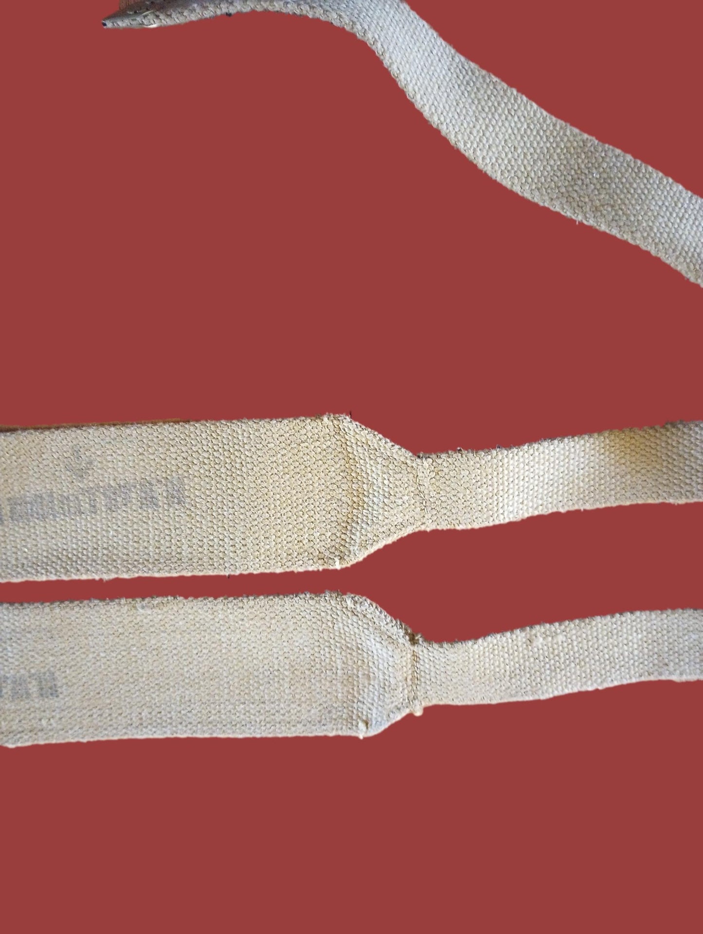 WWII BRITISH BRACES OR STRAPS KHAKI WEB COMBAT SUSPENDERS DATED 1 SET 1942