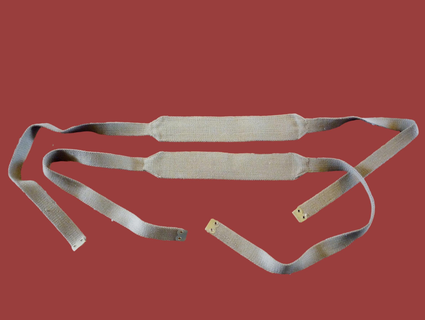 WWII BRITISH BRACES OR STRAPS KHAKI WEB COMBAT SUSPENDERS DATED 1 SET 1942