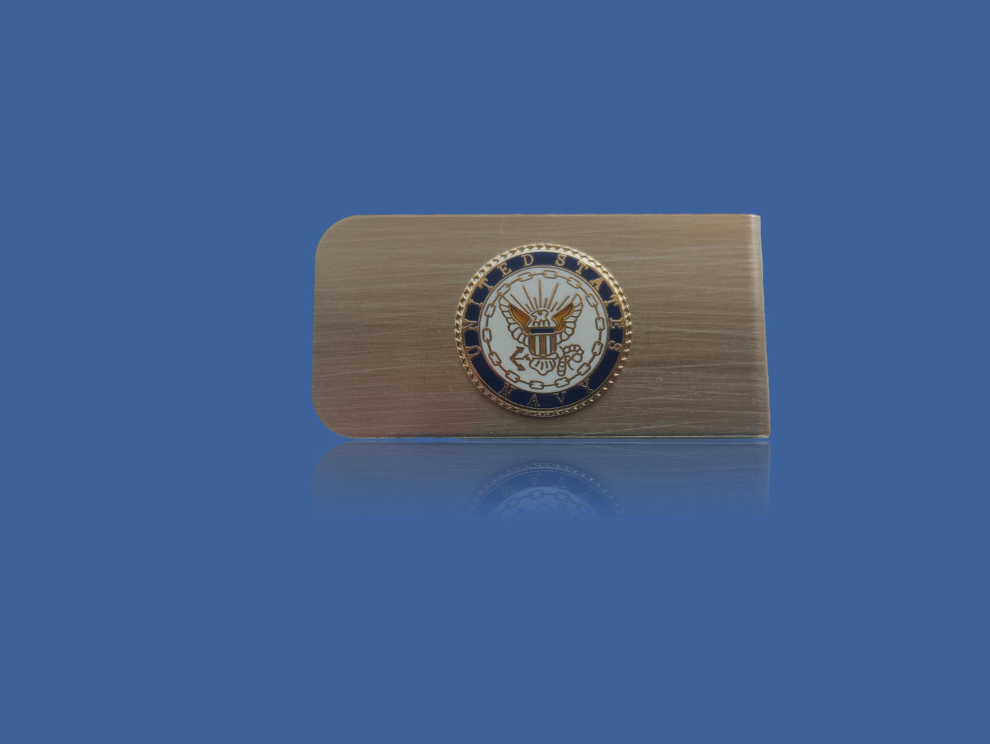 U.S MILITARY NAVY INSIGNIA LOGO STAINLESS STEEL MONEY CLIP USA MADE NEW IN BAGS