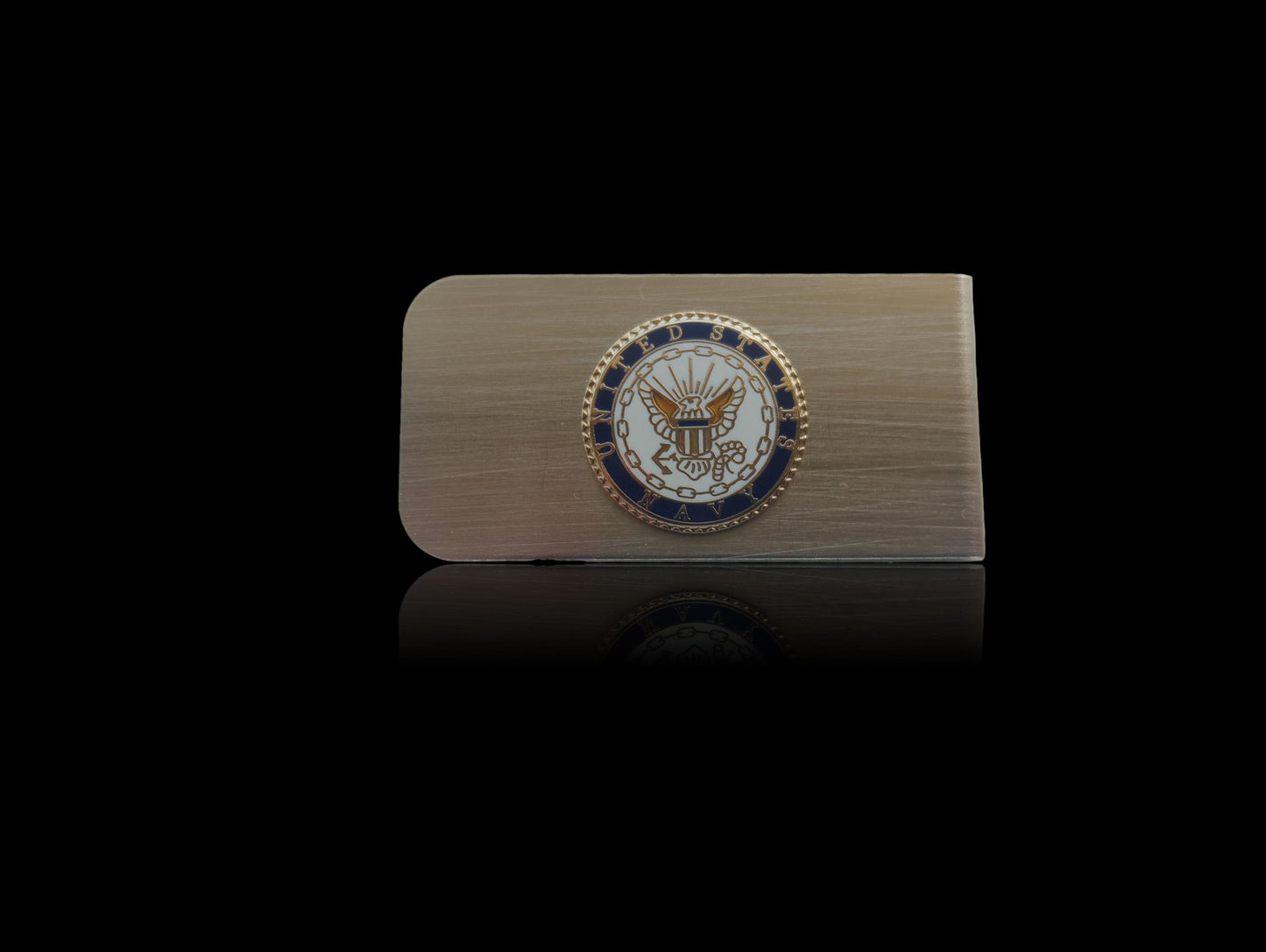 U.S MILITARY NAVY INSIGNIA LOGO STAINLESS STEEL MONEY CLIP USA MADE NEW IN BAGS