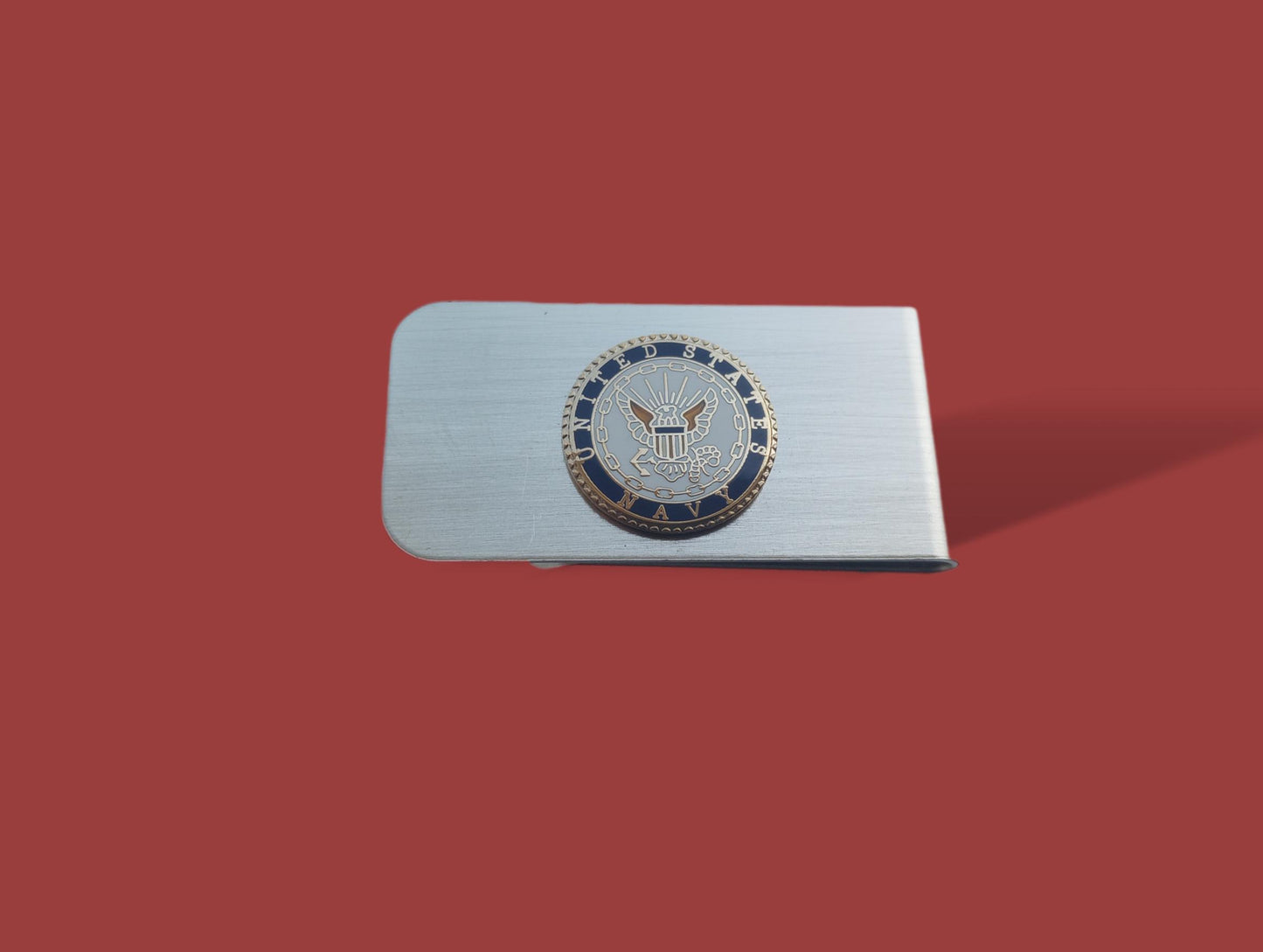 U.S MILITARY NAVY INSIGNIA LOGO STAINLESS STEEL MONEY CLIP USA MADE NEW IN BAGS