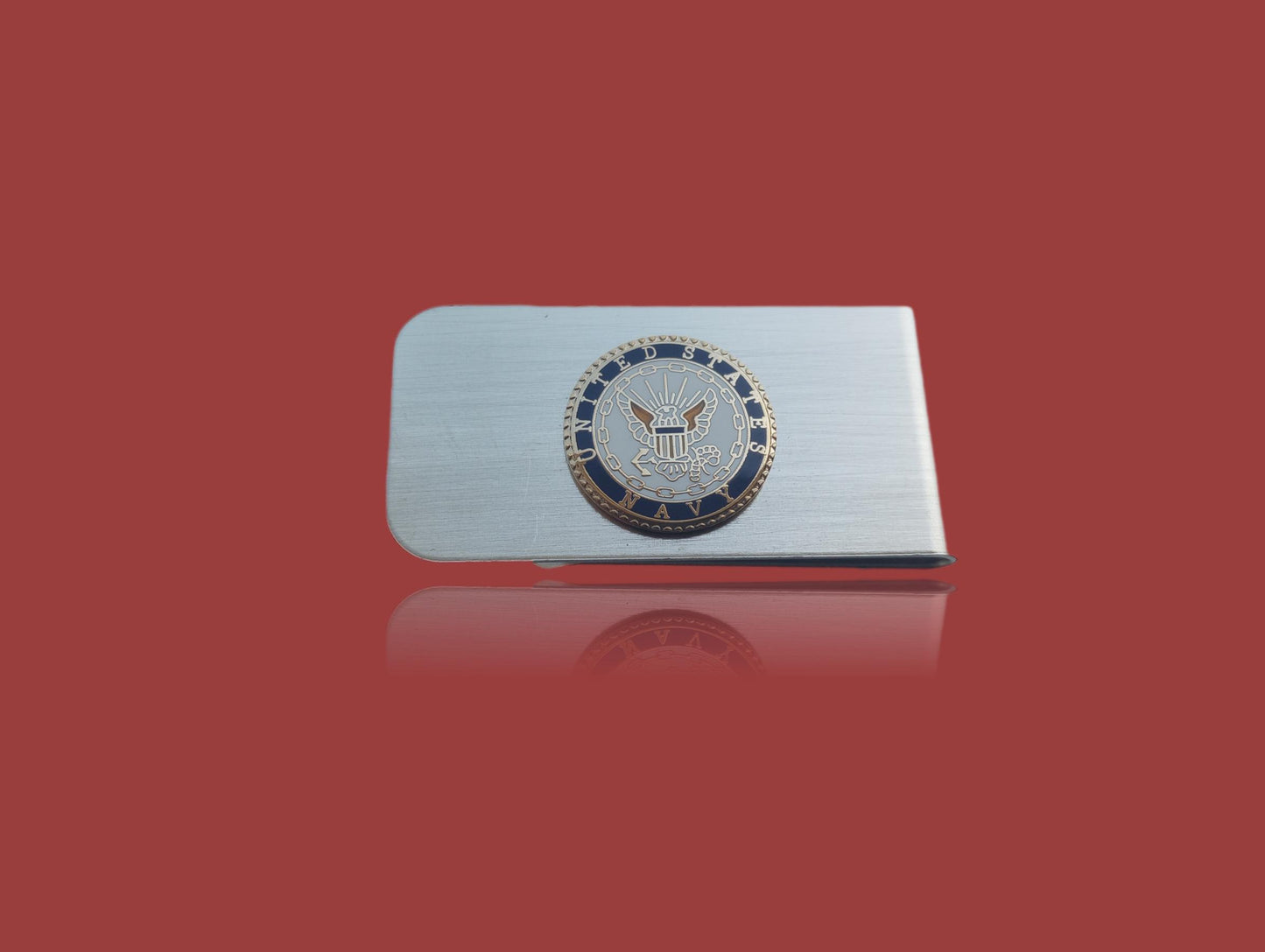 U.S MILITARY NAVY INSIGNIA LOGO STAINLESS STEEL MONEY CLIP USA MADE NEW IN BAGS