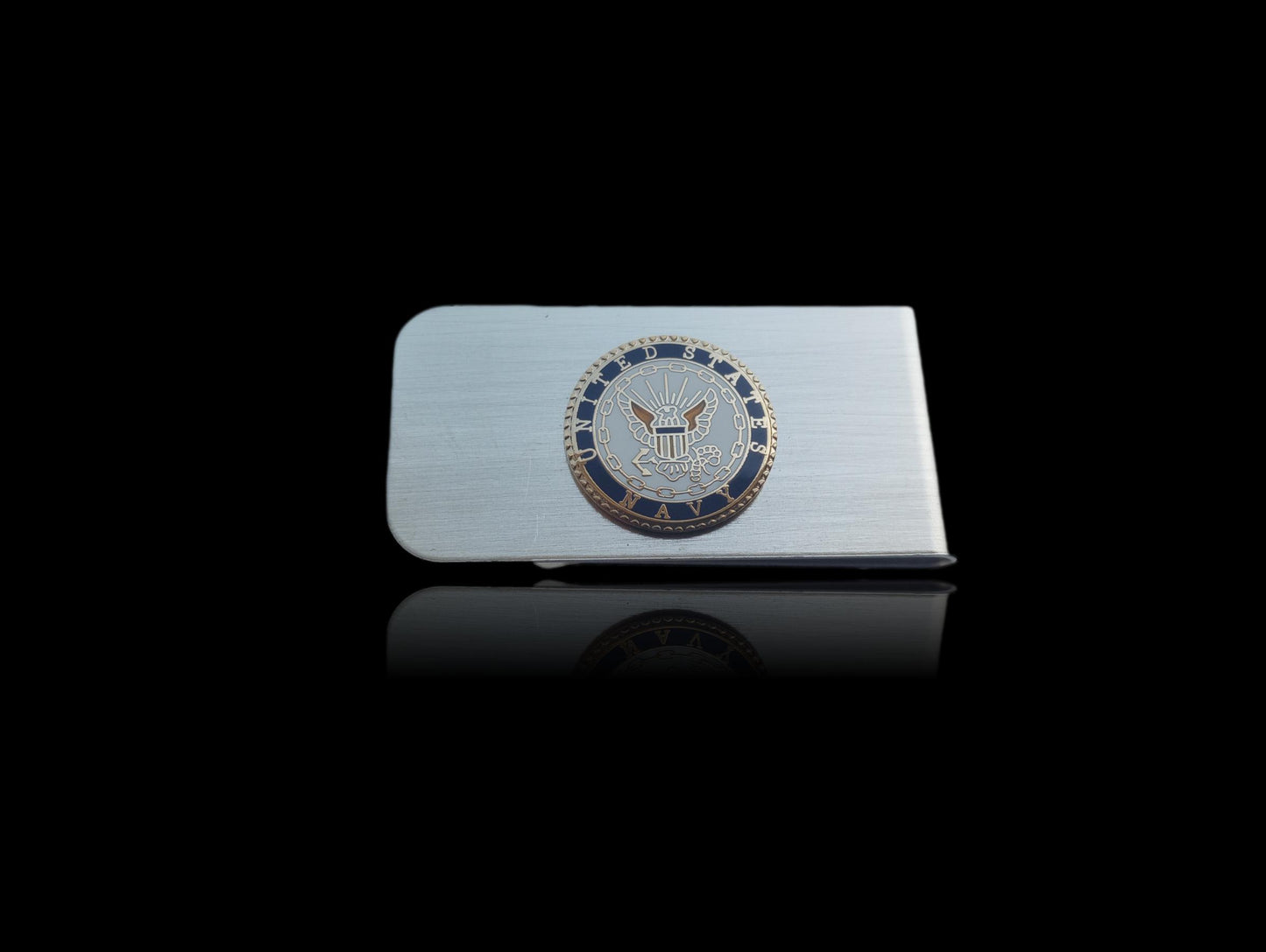 U.S MILITARY NAVY INSIGNIA LOGO STAINLESS STEEL MONEY CLIP USA MADE NEW IN BAGS
