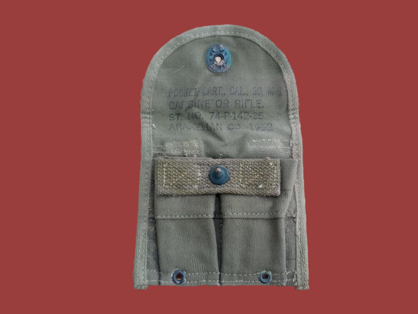 GENUINE U.S MILITARY ISSUE CARBINE 30 CALIBER CLIP POUCH DATED 1952 CANVAS