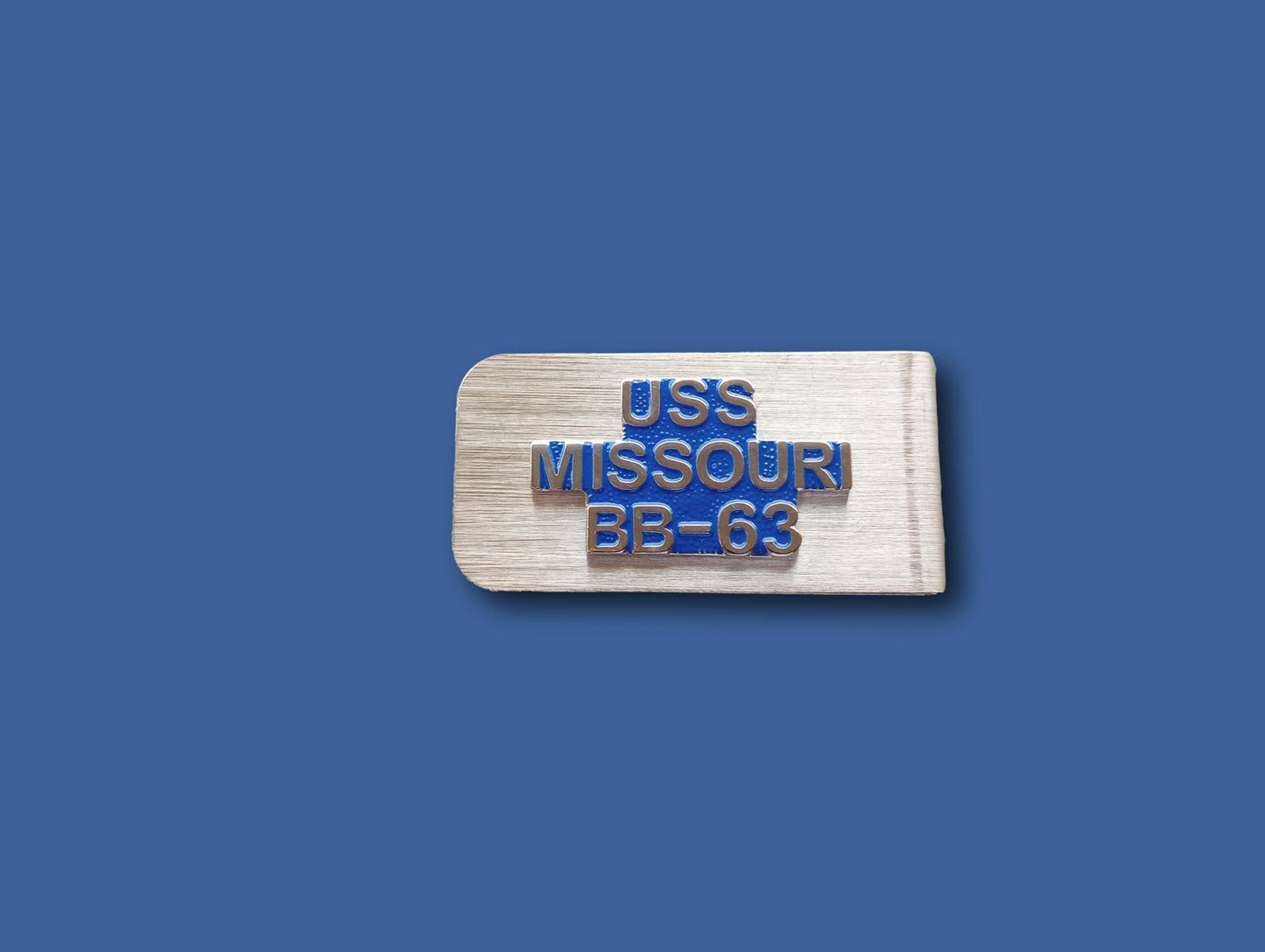U.S MILITARY NAVY BATTLESHIP U.S.S MISSOURI BB-63 METAL MONEY CLIP U.S.A MADE