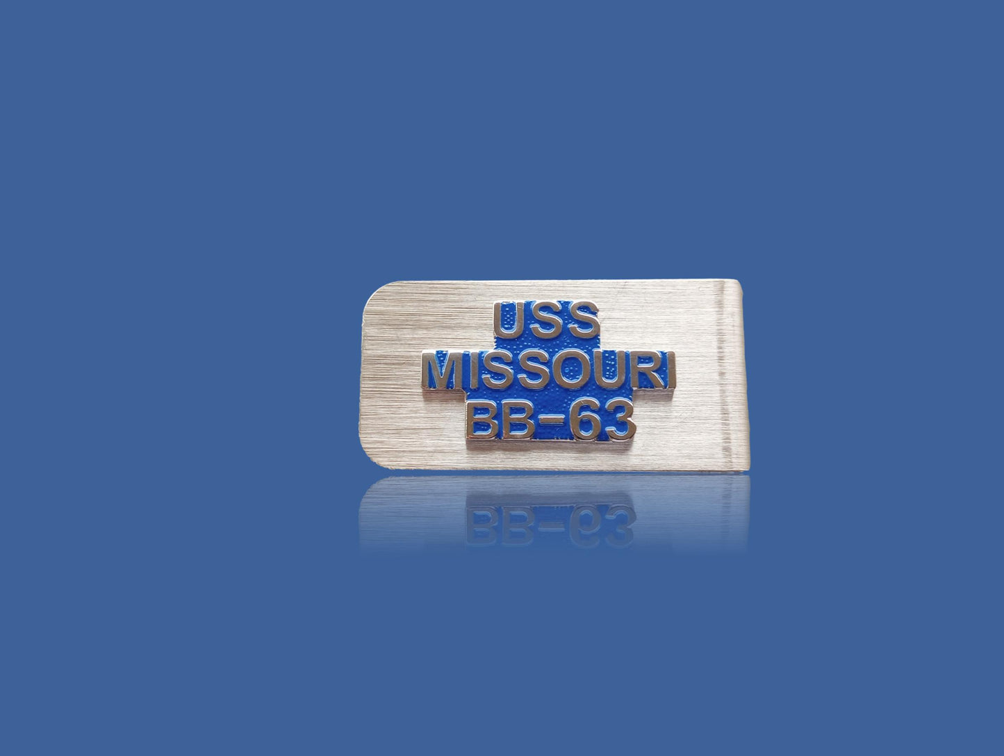 U.S MILITARY NAVY BATTLESHIP U.S.S MISSOURI BB-63 METAL MONEY CLIP U.S.A MADE