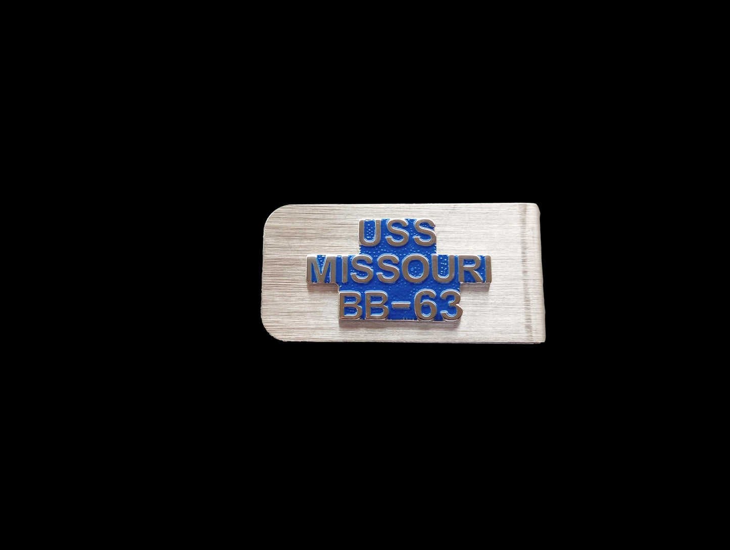 U.S MILITARY NAVY BATTLESHIP U.S.S MISSOURI BB-63 METAL MONEY CLIP U.S.A MADE
