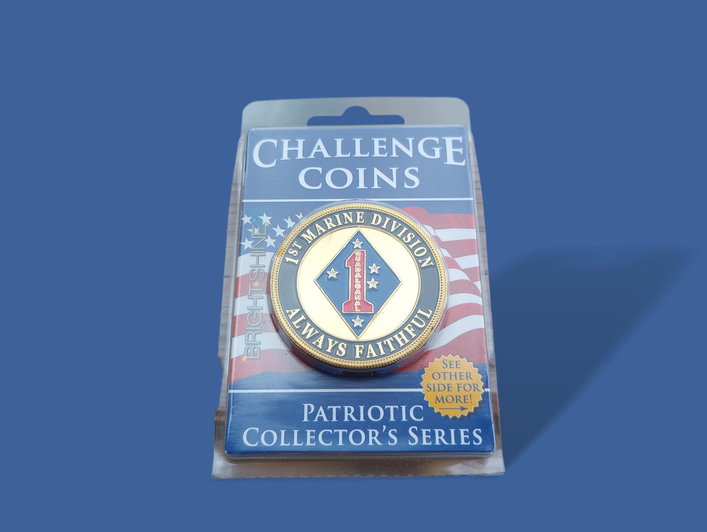 U.S MARINE CORPS 1st DIVISION CHALLENGE COIN NEW IN PACKAGE COLLECTOR'S SERIES