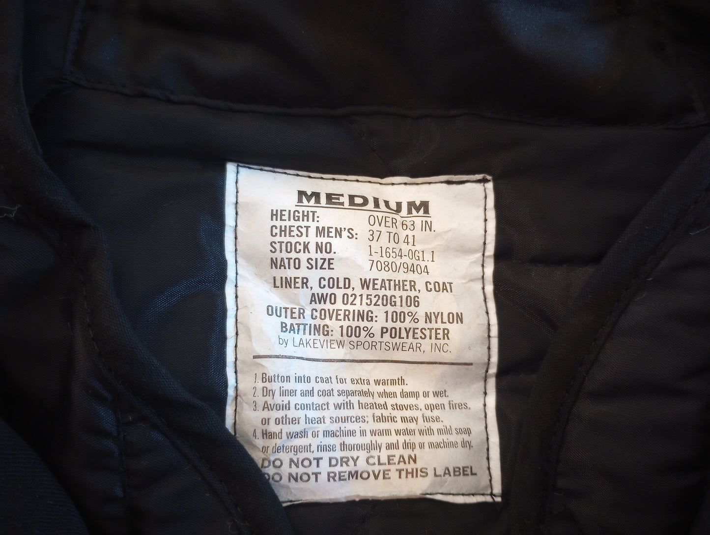 BLACK MILITARY STYLE  M-65 FIELD JACKET WITH LINER USA MADE MEDIUM LONG NOS