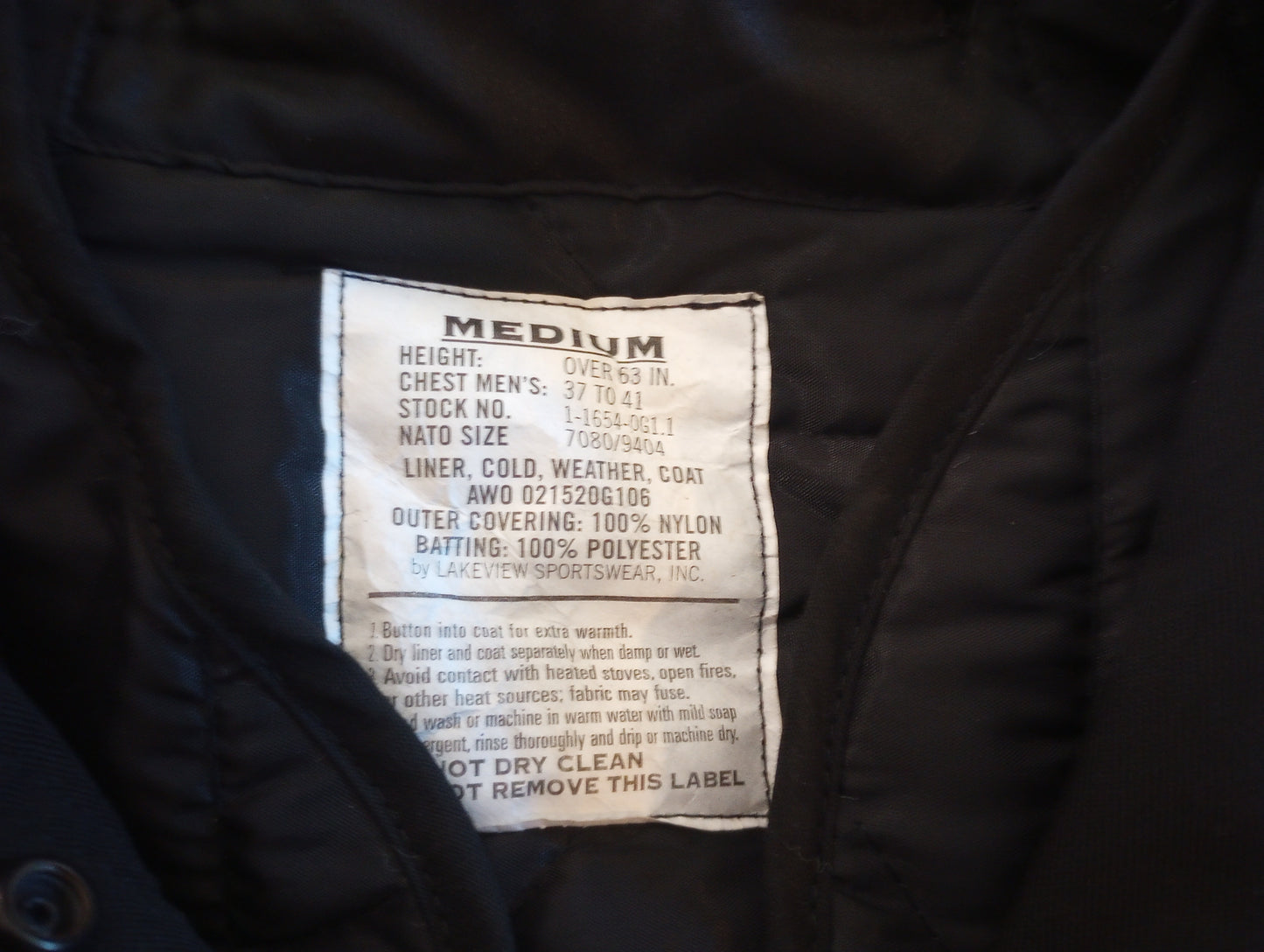 BLACK MILITARY STYLE  M-65 FIELD JACKET WITH LINER USA MADE MEDIUM LONG NOS