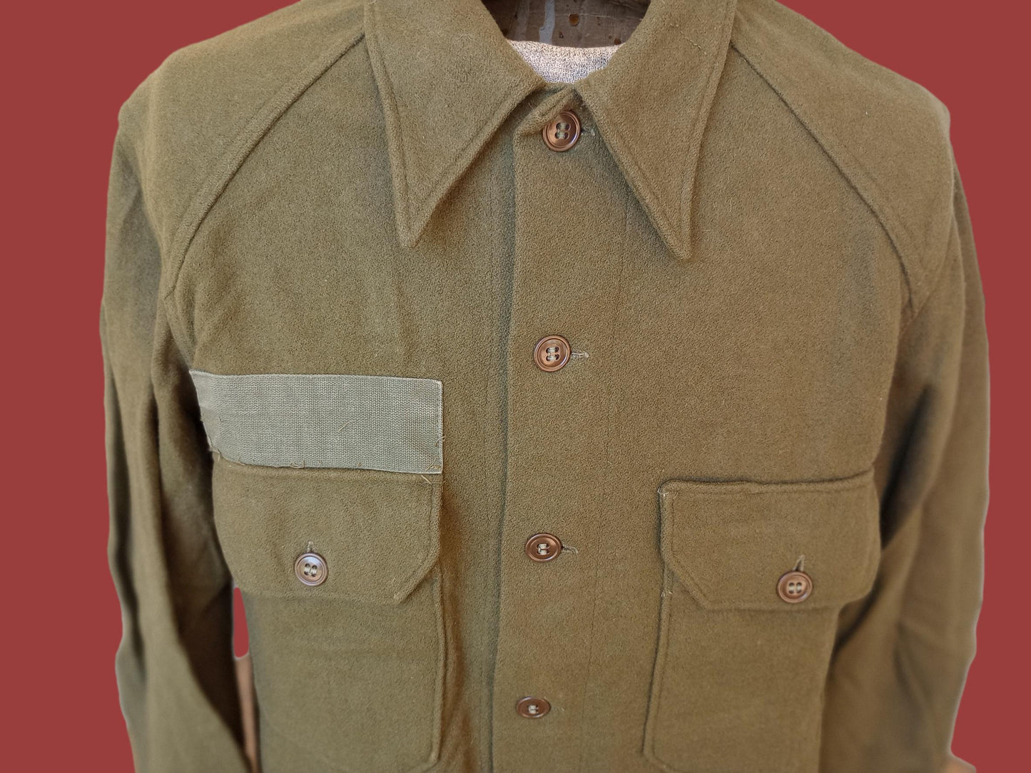 U.S MILITARY WOOL SHIRT ARMY ISSUE COLD WEATHER SIZE LARGE VINTAGE