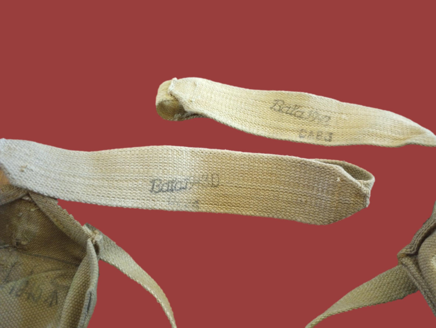 BRITISH WWII P-37 WEB GEAR BELT SUSPENDERS AMMUNITION POUCHES ORIGINAL