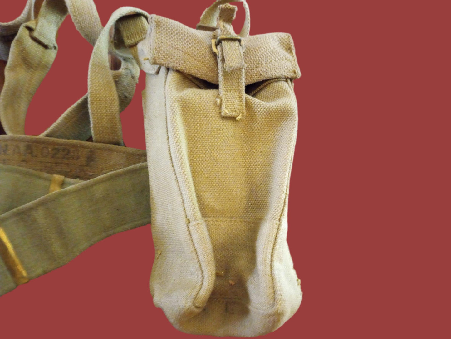 BRITISH WWII P-37 WEB GEAR BELT SUSPENDERS AMMUNITION POUCHES ORIGINAL